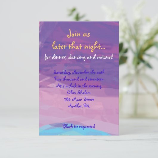 MUSICAL HEMSA Bar Bat Mitzvah Party Card Kaart (Staand voorkant)