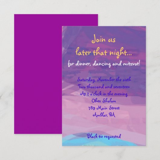 MUSICAL HEMSA Bar Bat Mitzvah Party Card Kaart (Voorkant / Achterkant)