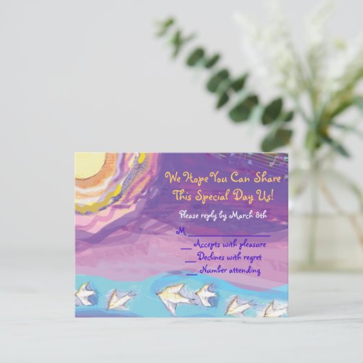 MUSICAL HEMSA Bar Bat Mitzvah Reply Card RSVP Kaartje (Staand voorkant)
