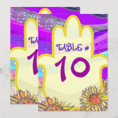 Musical Hemsa Bar Bat Mitzvah Table Seating Number Kaart (Voorkant / Achterkant)