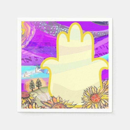 Musical Hemsa Bar Bat Mitzvah Table Seating Number Servet (Voorkant)