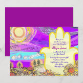 Musical Hemsa Bar bat Mitzvah Uitnodiging (Voorkant / Achterkant)