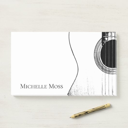 Musical Instrument Black White Guitar Post-it® Notes (Op bureau)