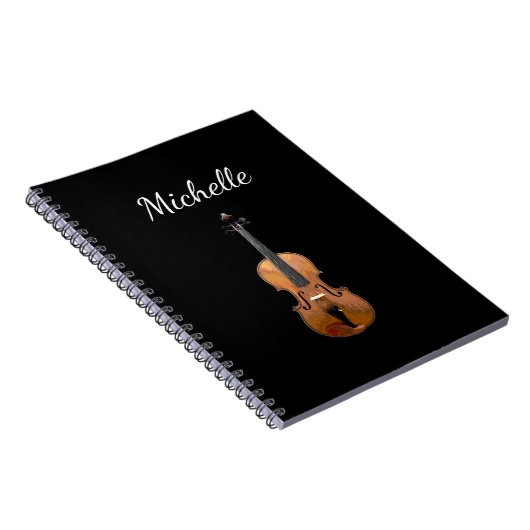 Musical Instrument Violin Black White Notitieboek (Rechterzijde)