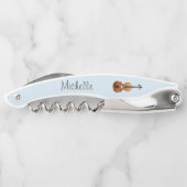 Musical Instrument Violin Cute Blue Kurkentrekker (Achterkant)