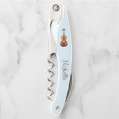 Musical Instrument Violin Cute Blue Kurkentrekker (Voorkant)