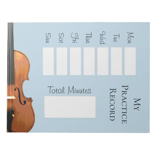 Musical Instrument Violin Practice Record Chart Notitieblok (Voorkant)