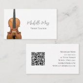Musical Instrument Violin Teacher QR Code Visitekaartje (Voorkant / Achterkant)