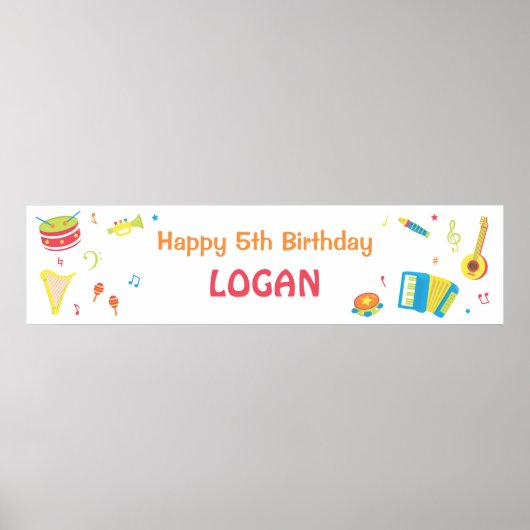 Musical Instruments Birthday Party Banner Poster (Voorkant)