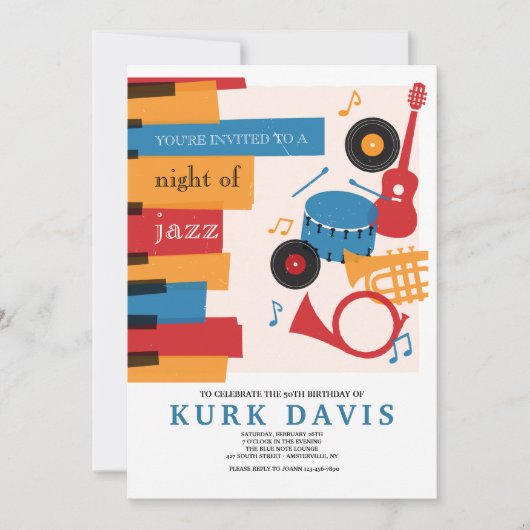 Musical Instruments Birthday Party Invitation Kaart (Voorkant)