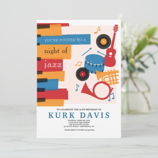 Musical Instruments Birthday Party Invitation Kaart (Staand voorkant)