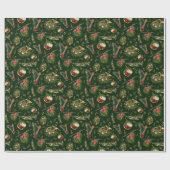 Musical Instruments kerstpatroon Dark Green Cadeaupapier (Vlak)