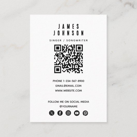 Musical Instruments Music Maracas Singer Musician Visitekaartje (Achterkant)