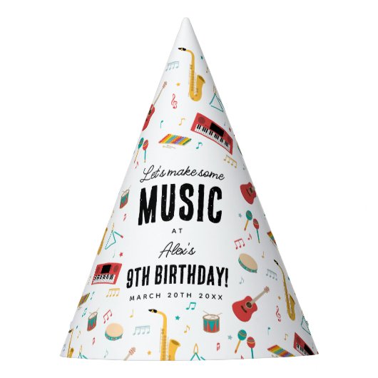 Musical Instruments Music Theme Birthday Party Feesthoedjes (Voorkant)