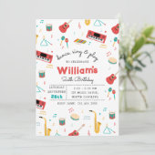 Musical Instruments Music Theme Birthday Party Kaart (Staand voorkant)