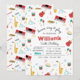 Musical Instruments Music Theme Birthday Party Kaart