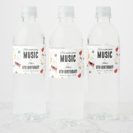 Musical Instruments Music Theme Birthday Party Waterfles Etiket