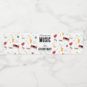 Musical Instruments Music Theme Birthday Party Waterfles Etiket (Enkel label)