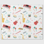 Musical Instruments Music Theme Pattern Cadeaupapier (Vlak)