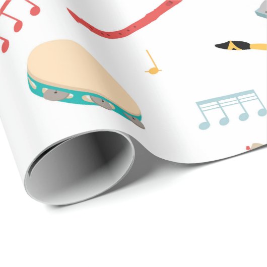 Musical Instruments Music Theme Pattern Cadeaupapier (Rol Hoek)