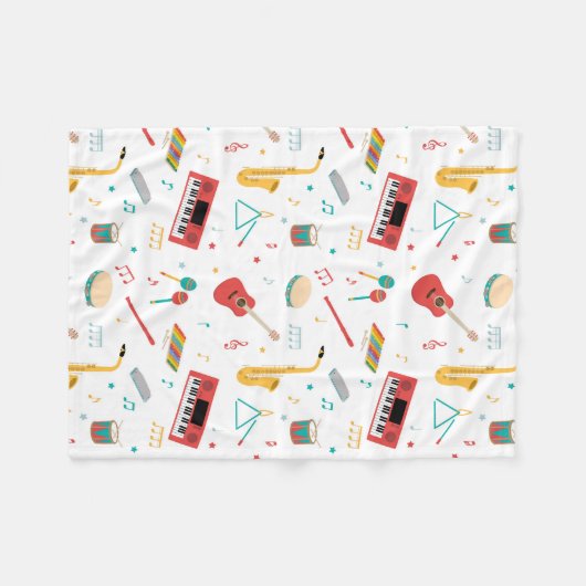 Musical Instruments Music Theme Pattern Fleece Deken (Voorkant (Horizontaal))