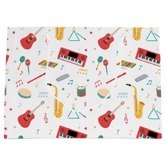 Musical Instruments Music Theme Pattern Groot Cadeauzakje (Voorkant)