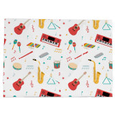 Musical Instruments Music Theme Pattern Groot Cadeauzakje (Achterkant)