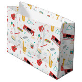 Musical Instruments Music Theme Pattern Groot Cadeauzakje (Voorkant Gekanteld)