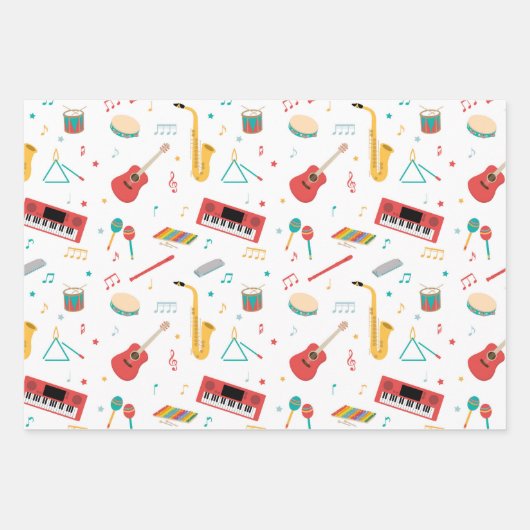 Musical Instruments Music Theme Pattern Inpakpapier Vel (Voorkant)
