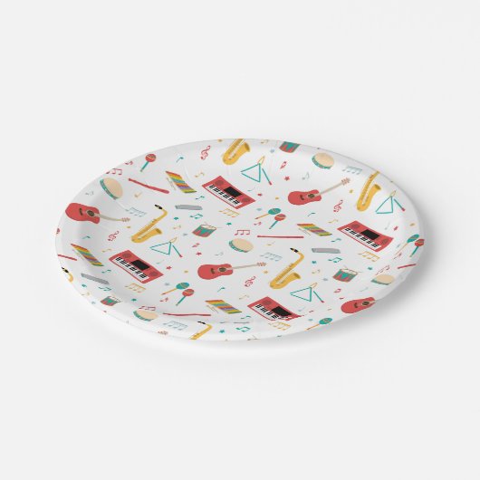 Musical Instruments Music Theme Pattern Papieren Bordje (Gekanteld)