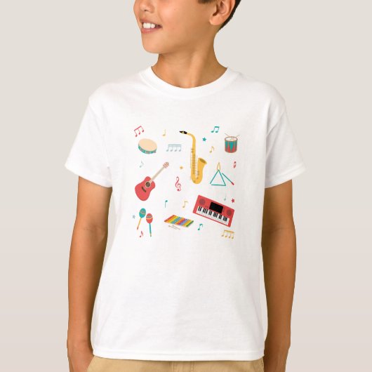 Musical Instruments Music Theme Pattern T-shirt (Voorkant)