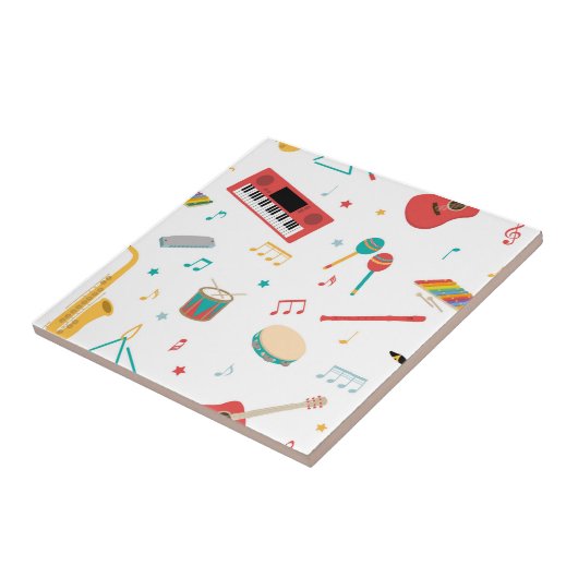 Musical Instruments Music Theme Pattern Tegeltje (Zijkant)