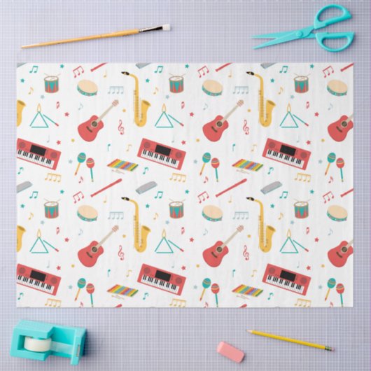 Musical Instruments Music Theme Pattern Tissuepapier (Craft)