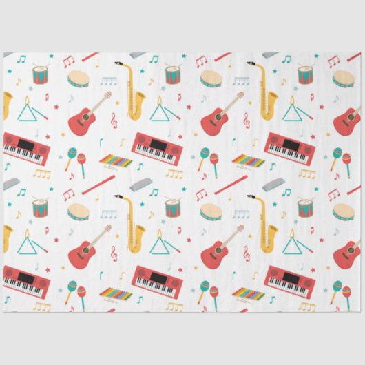 Musical Instruments Music Theme Pattern Tissuepapier (Voorkant)