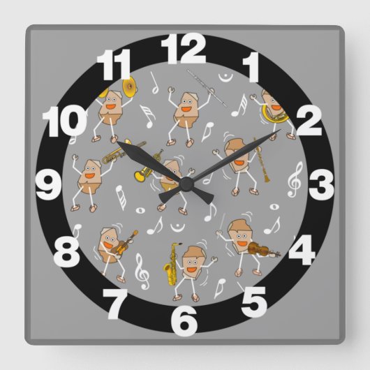 Musical Instruments Rock Large Clock Vierkante Klok (Voorkant)