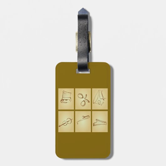 Musical Instruments Sketch Bagagelabel (Achterkant verticaal)