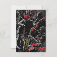 Musical Jazz Band Happy Birthday Kaart