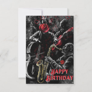 Musical Jazz Band Happy Birthday Kaart