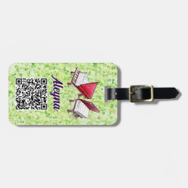 Musical Jouw naam toevoegen, QR-code, Limoen Cream Bagagelabel