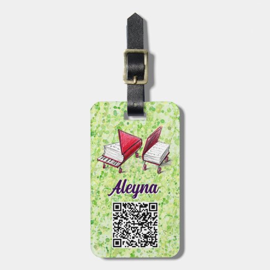 Musical Jouw naam toevoegen, QR-code, Limoen Cream Bagagelabel (Voorkant verticaal)