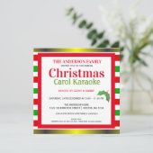 Musical Kerstmis Carol & Karaoke Party Invitation Kaart (Staand voorkant)