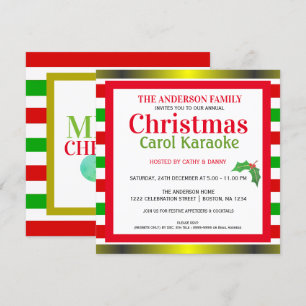 Musical Kerstmis Carol & Karaoke Party Invitation Kaart