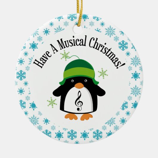 Musical Kerstmuziek Penguin Gift Keramisch Ornament (Voorkant)