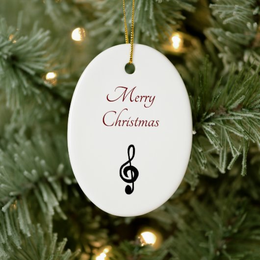 Musical Kersttreble Clef Symbol Typografie Keramisch Ornament (Boom)