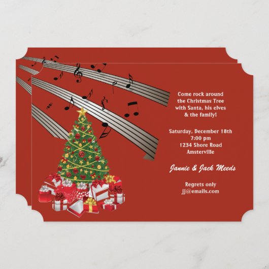 Musical-kerstuitnodiging Kaart (Voorkant / Achterkant)