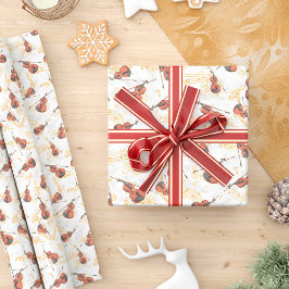 Musical KerstViolins Gold Muzieknoten Cadeaupapier