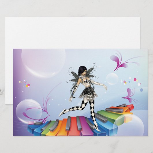 Musical Keyboard Faerie Briefpapier (Voorkant / Achterkant)