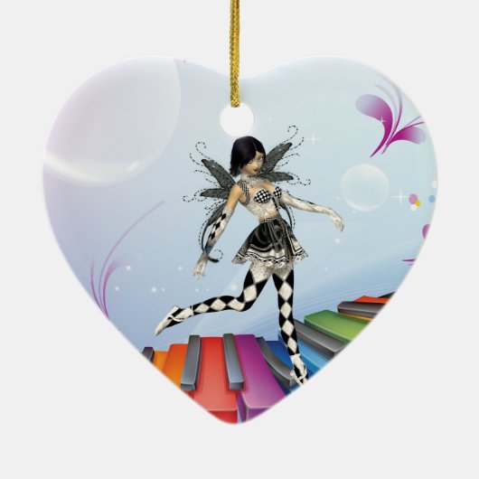 Musical Keyboard Faerie Keramisch Ornament (Achterkant)