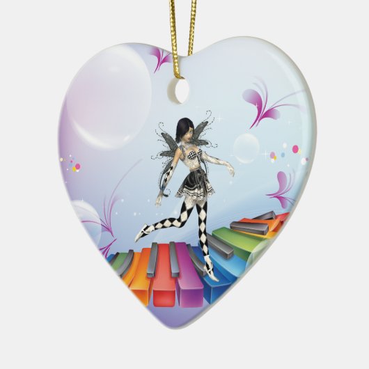 Musical Keyboard Faerie Keramisch Ornament (Links)