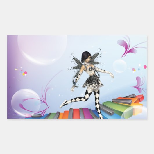 Musical Keyboard Faerie Rechthoekige Sticker (Voorkant)